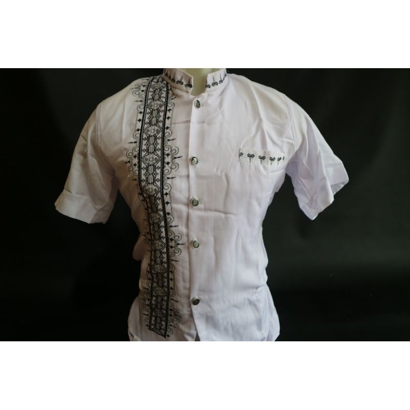 Grosir Baju Koko Jasko Jas Koko Muslim Pria Dewasa Lengan Pendek Putih Bordir Terbaru Al Muttaqin