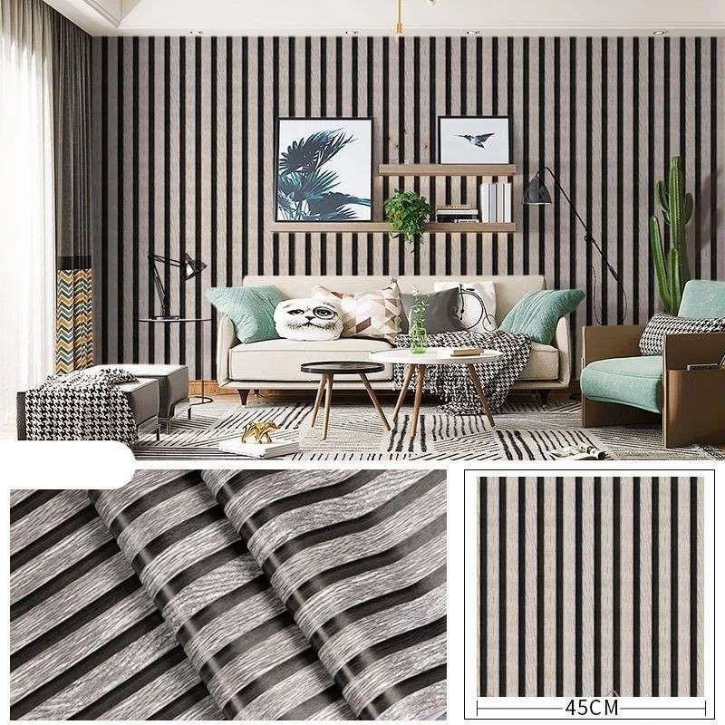 wallpaper dinding wallpaper panel kayu wallpaper garis aesthetic sticker meja pintu lemari praktis m