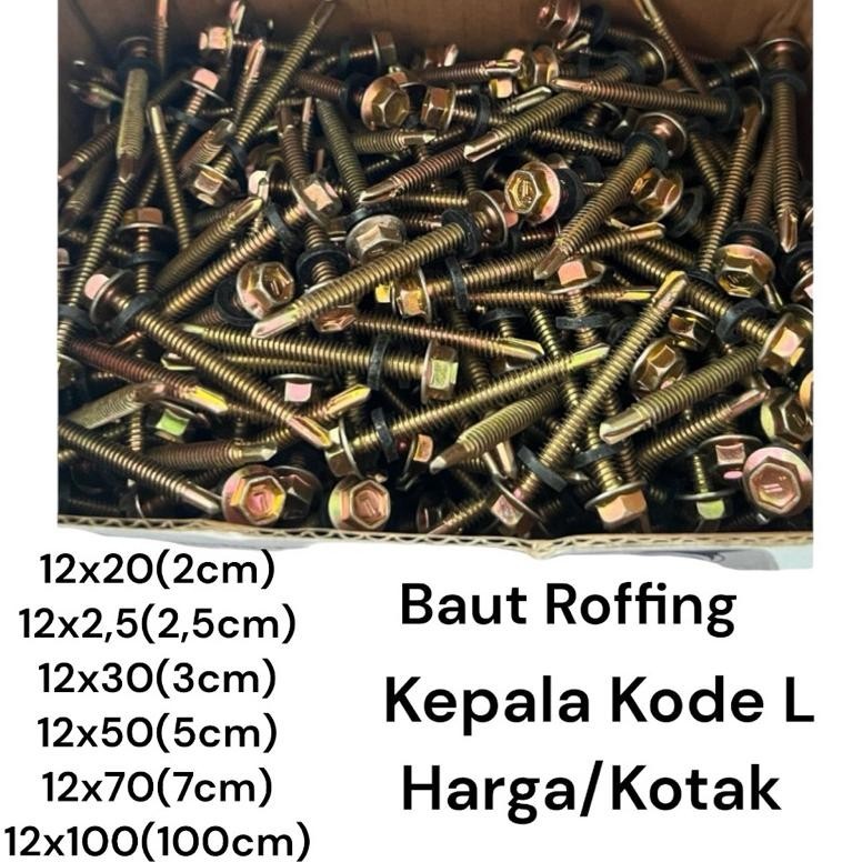 Baut Roffing Per Dus / Baut Ruping / Baut Rofing Baut Baja Ringan 2Cm 21/2Cm 5Cm 7Cm 10Cm Moon Lion