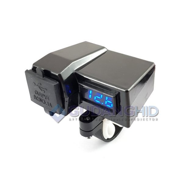 Motorcycle Digital Voltmeter Charger Cas Hp Motor 2 Usb Port 3.1A