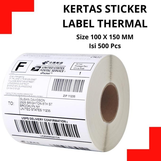 

KERTAS STICKER LABEL PRINTER BARCODE 100 X 150 MM - THERMAL 500 Pcs fourniertiithomasmii