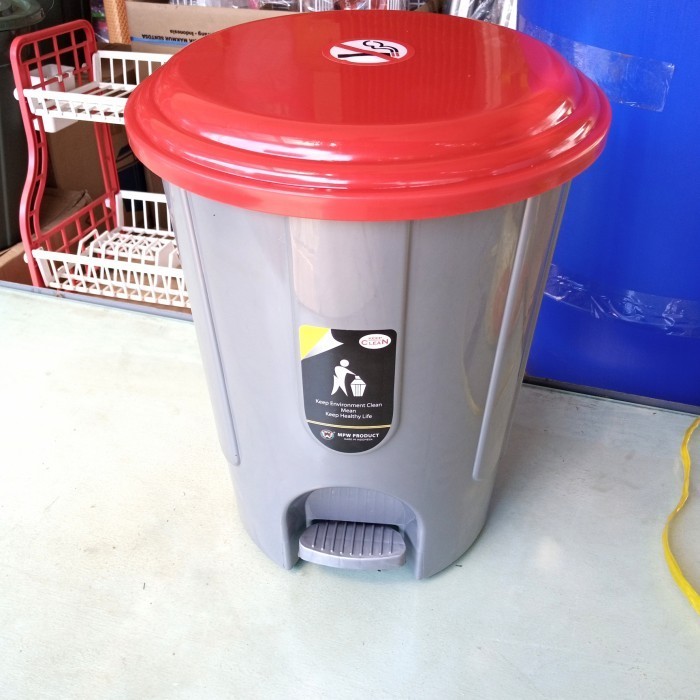 Tempat Sampah Bulat Injak 20 Liter Abu/Tong Sampah Injak/Dustbin Mpw