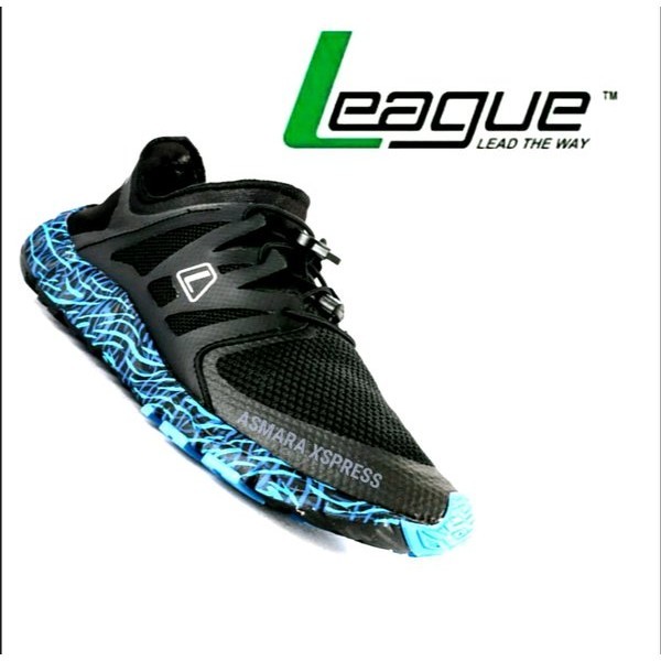 New League Kumo Racer Crossbar Instinct Sepatu Lari - Hitam-Bright Drack Blue