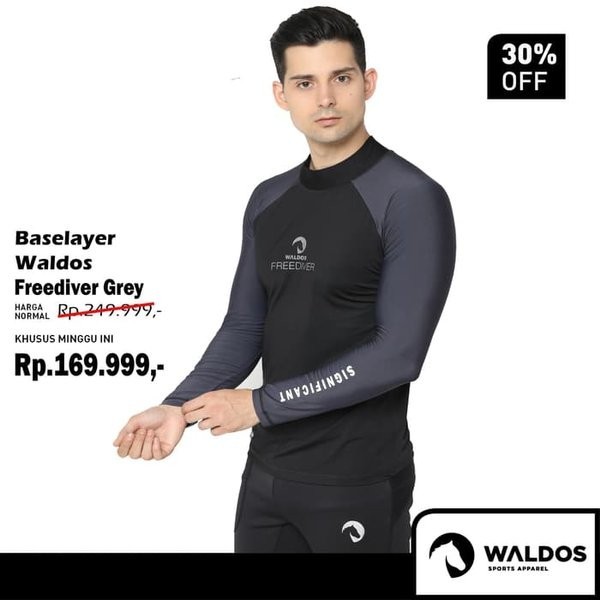 NEW Baselayer Waldos Free Diver Grey - Abu-abu S