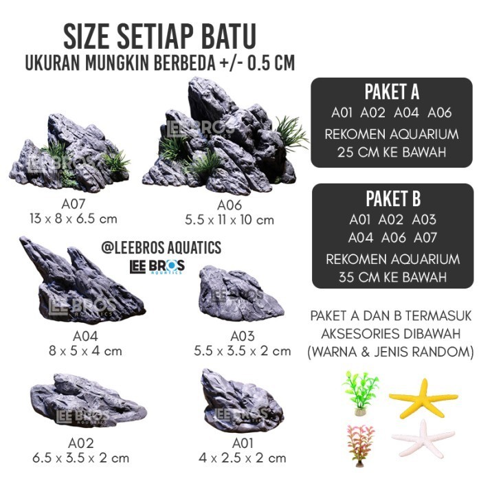 Batu Seiryu Aquascape Imitasi / Batu Aquascape / Hiasan Aquarium