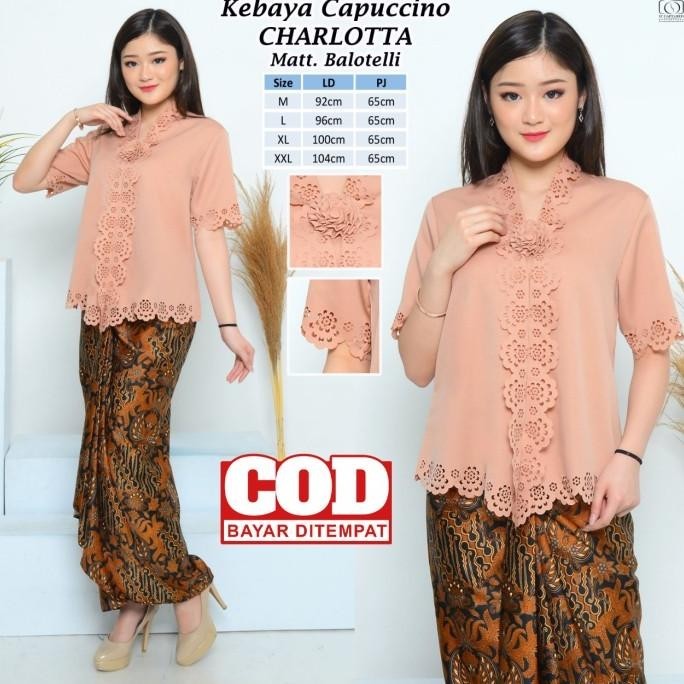 Atasan Kebaya Encim Modern Terbaru Warna Coklat|Maroon|Putih|Hitam JS