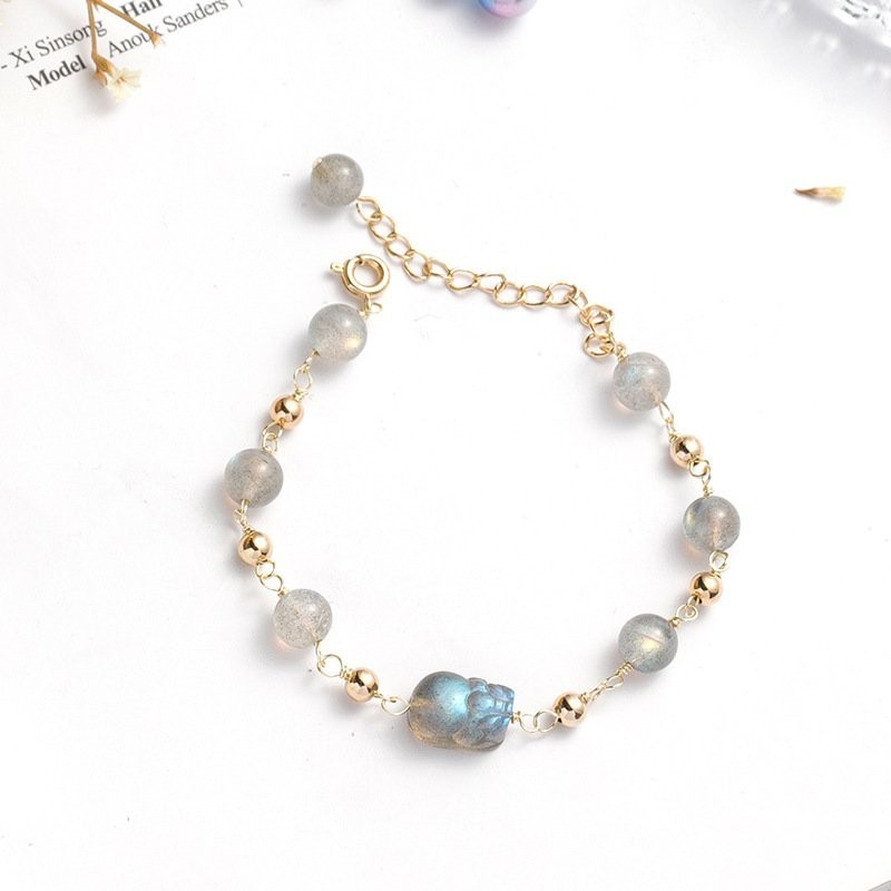 Gelang Batu Bulan Kristal WanitainsGelang Keberuntungan Keberuntungan Desain Bunga Spesial