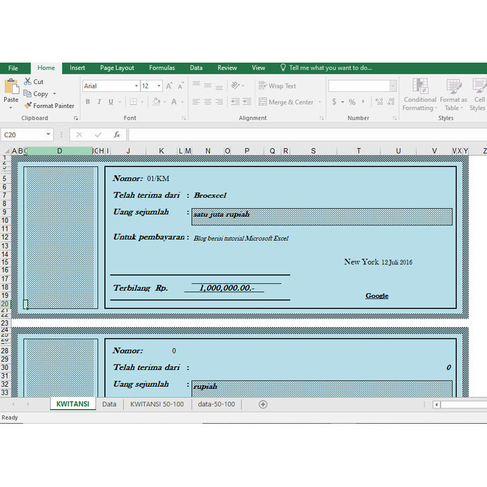 aplikasi kwitansi excel