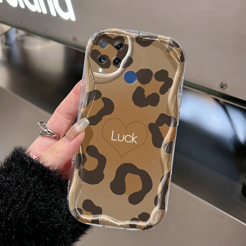 Casing Hp Realme C15 Case HP pelindung casing silikon lembut baru Kesing ponsel pola macan tutul cin