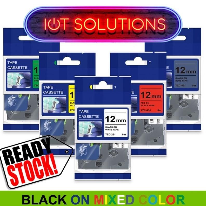 

tru-63 Label Tape Brother Compatible TZE-231 12mm 8m TZe231 631 334 PT-H110 D210 Black White Clear Red Gold Blue Green Yellow Fluorescent Viral