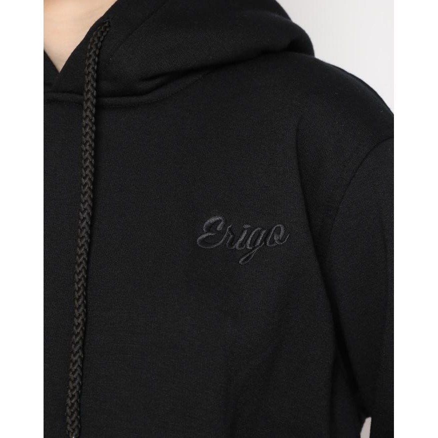BISA COD - OUTERWEAR UNISEX ERIGO HOODIE ETHEL FLEECE BLACK