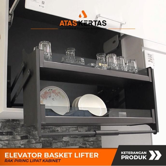 Rak Tarik Kabinet Atas Elevator / Rak Tarik Dapur / Elevator Dish Rack Heldotara