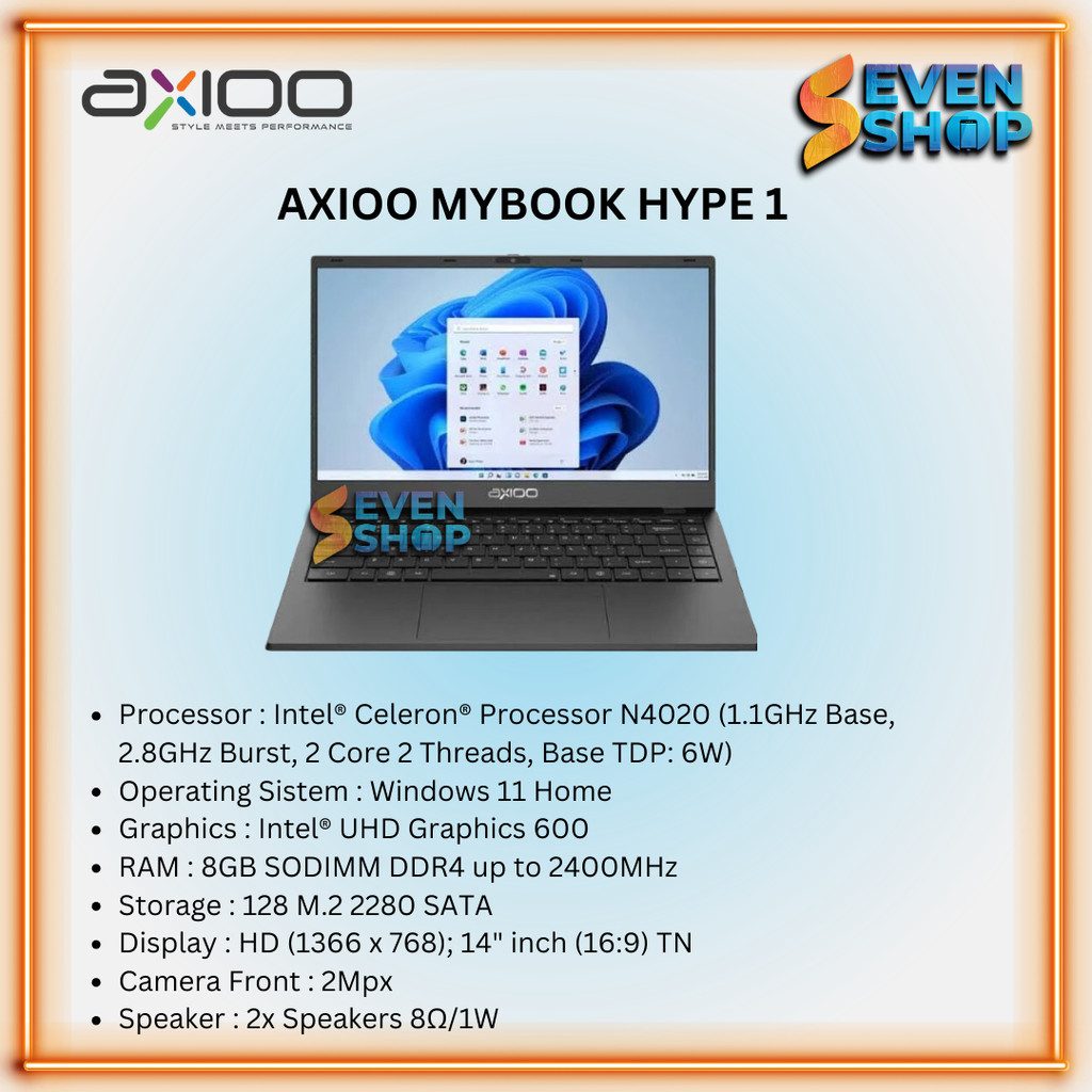 AXIOO MYBOOK HYPE 1 NBAX23SC04GNR1U1  Garansi Resmi