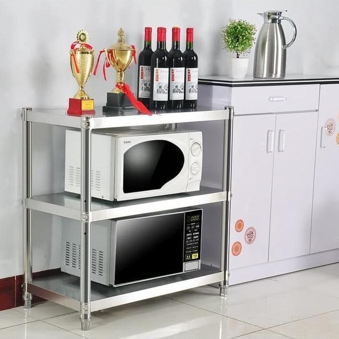 Terbaik Rak Dapur Rak Susun Stainless Steel 4 Susun Portable Rak Heldotara