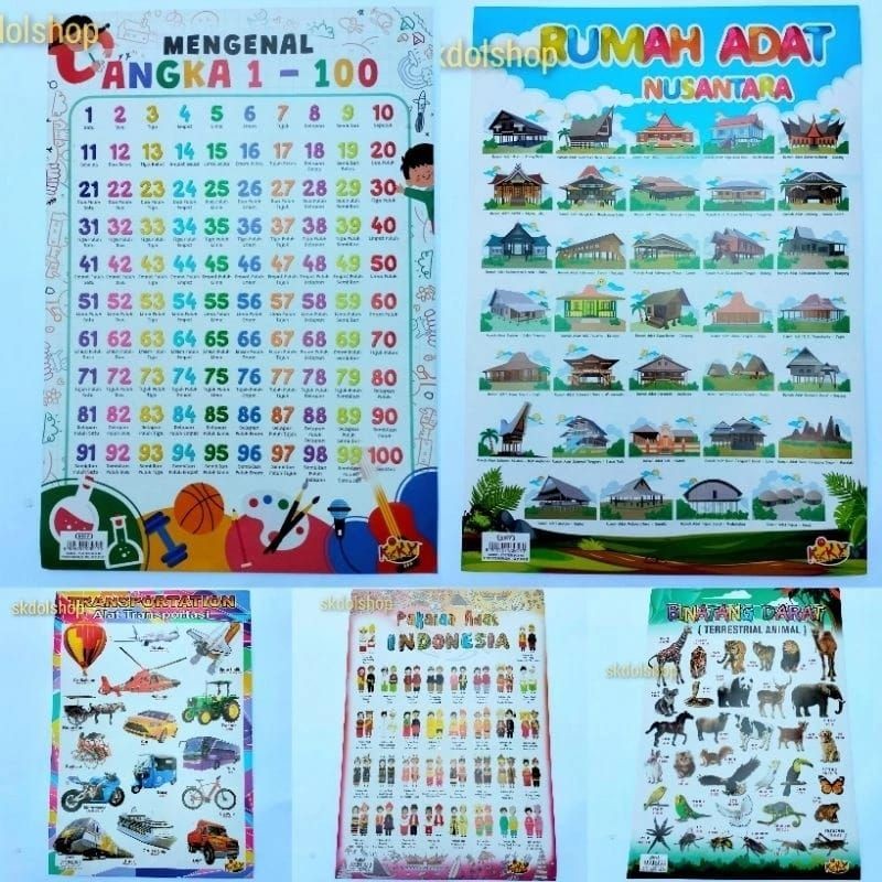 

Poster edukasi belajar anak poster kiky edukasi anak/angka/buahan/hewan/rumah adat/pakain adat