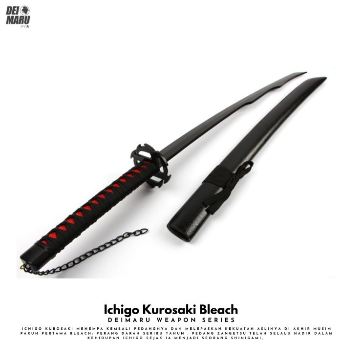 Replika Pedang Ichigo Kurosaki Bleach Bankai - Pedang Kayu Cosplay