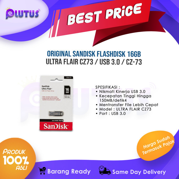 Original Sandisk Flashdisk 16Gb Ultra Flair Cz73 / Usb 3.0 / Cz-73
