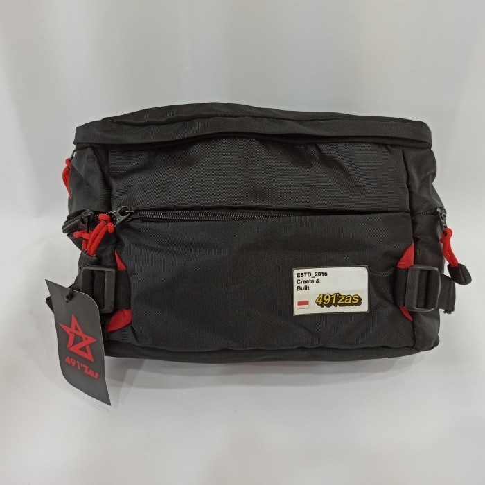 Tas Waist Bag Selempang Pria Besar Jumbo Waistbag Hitam