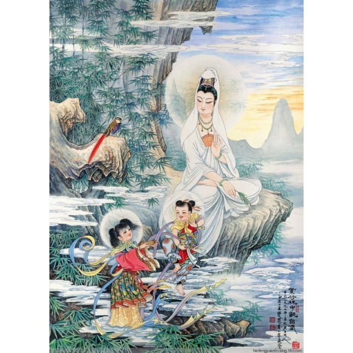 Art Repro Digital Gambar Lukisan Dewi Kwan Im anak Goddess God Metta