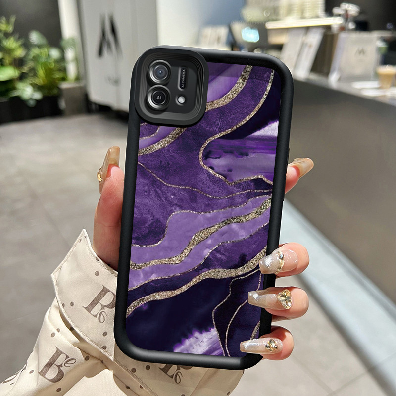 Casing Hp OPPO A16K OPPO A16E Case pola warna ungu emas Casing HP pelindung silikon lunak Kesing sed