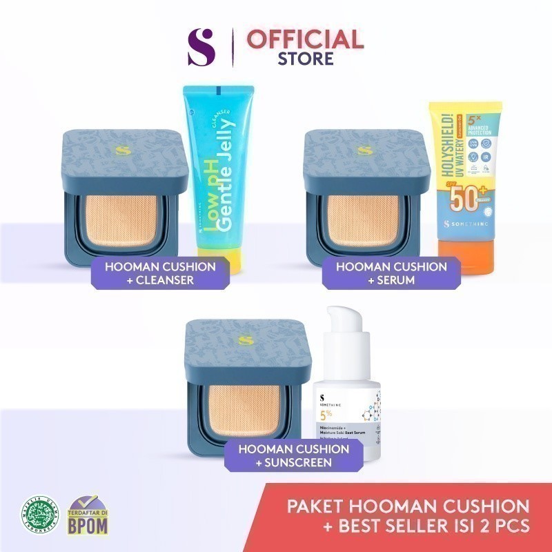 SOMETHINC [2 PCS] Paket Hooman Cushion x Best Seller Skincare - (HOOMAN Breathable UV Cushion Cover SPF 35 PA++++)