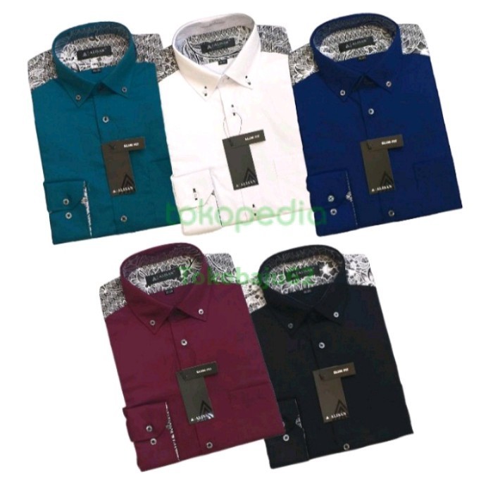 Kemeja Alisan Pria Motif Pundak Batik Slimfit Lengan Panjang