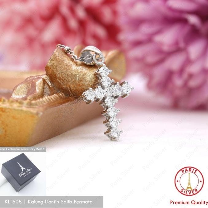 Kalung Salib Wanita Perak Asli Silver 925 Lapis Emas Liontin Salip
