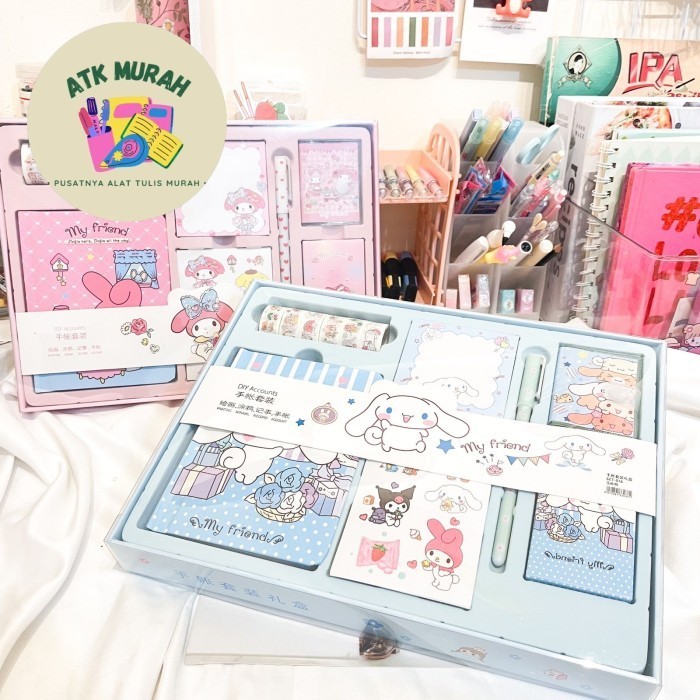 

Paket jurnal 7 in 1 Free hardbox melody cinamoroll kertas terbagus bag