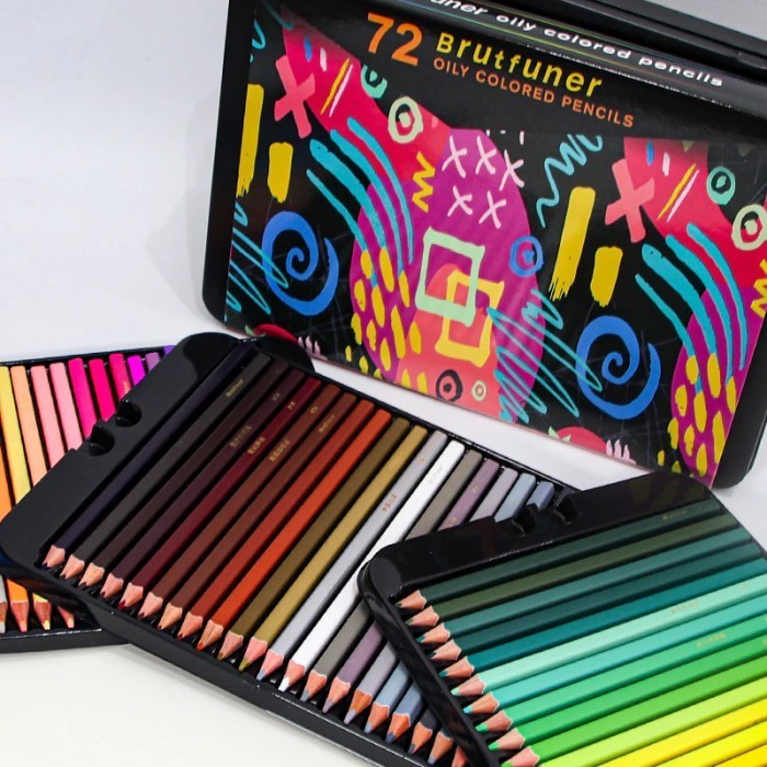 

Brutfuner 72 Colors Professional Oil Color Square Pencils Set Tinbox