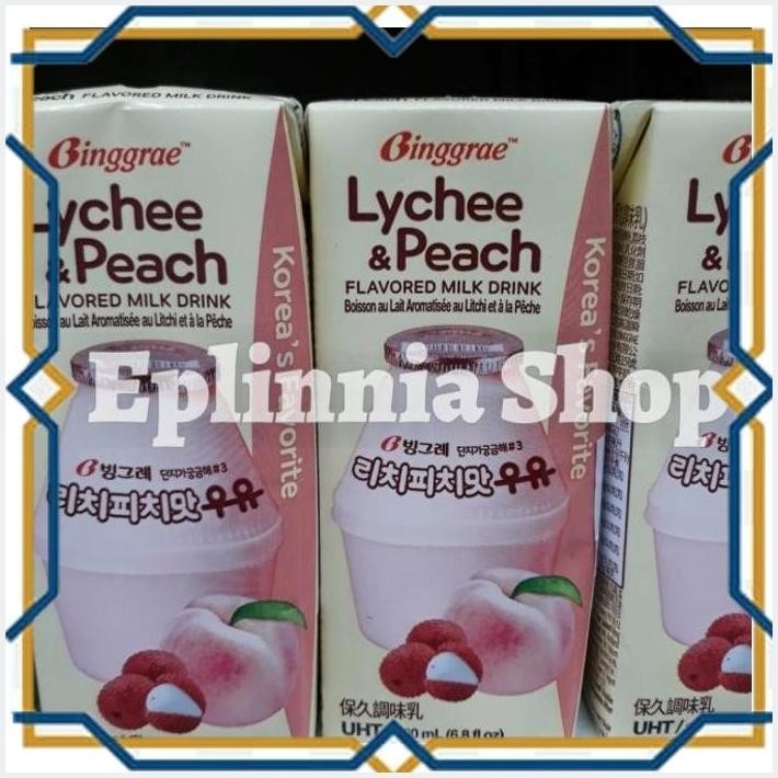 

[EPL] BINGGRAE LYCHEE & PEACH FLAVORED MILK DRINK 200 ML - SUSU RASA LECI