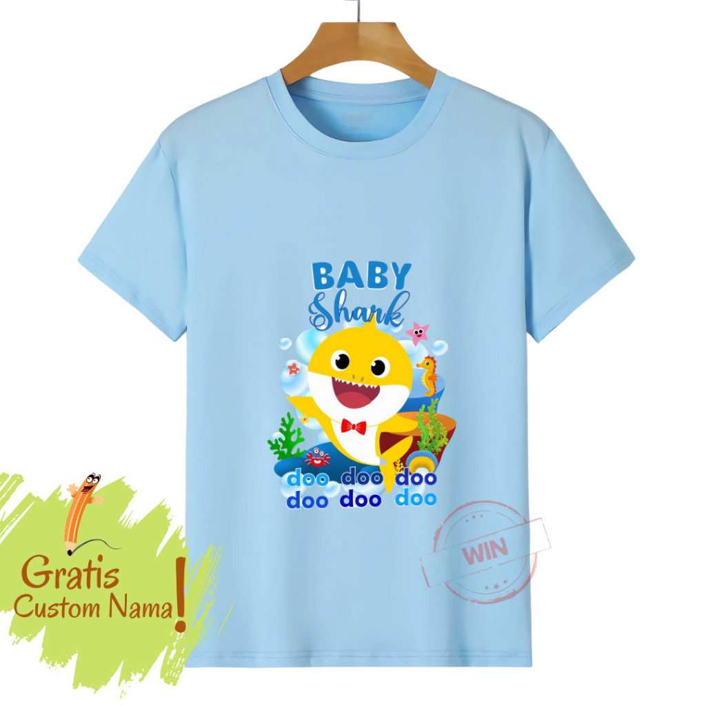 Baju Kos Anak Baby Shark / Kaos Anak Baby Shark Free Custom Nama