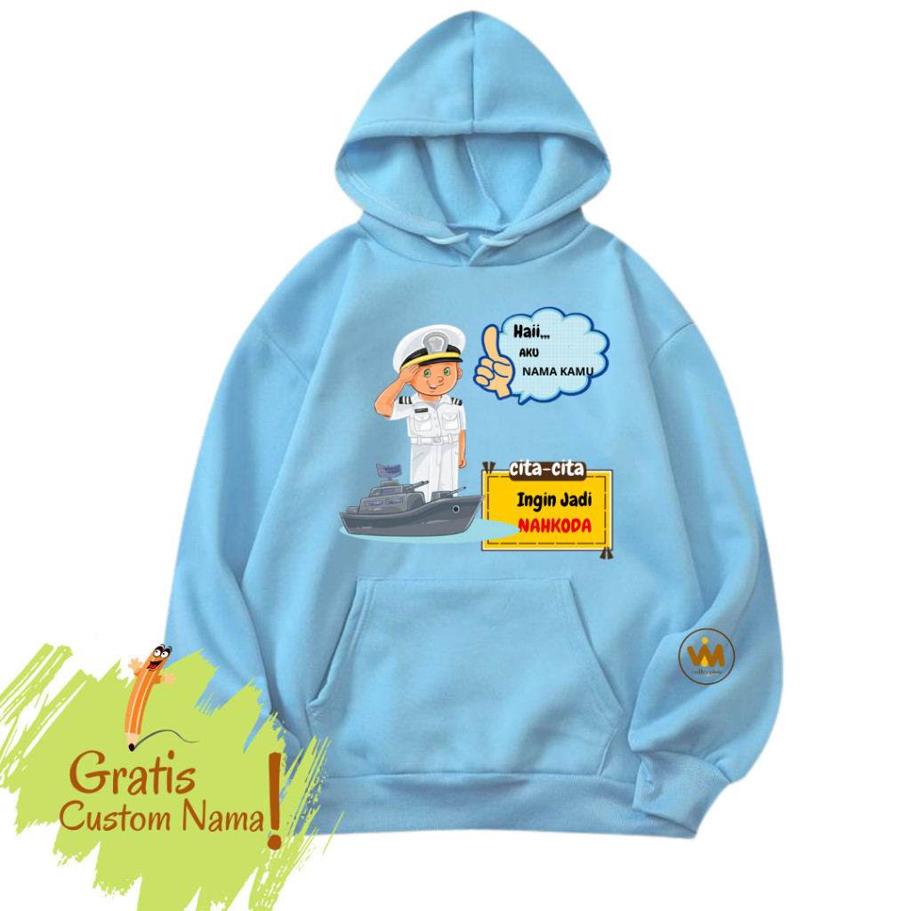 hoodie anak nahkoda / jaket hoodie anak kapten kapal / Hoodie sweaters anak cita-cita Nahkoda