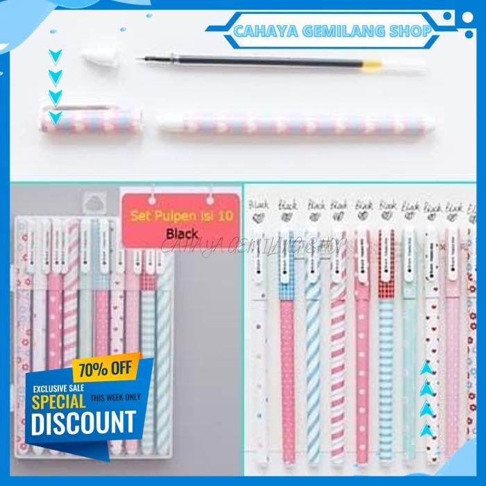 

ALAT TULIS PULPEN TINTA PENA GEL SET ISI 10 KOREA STATIONERY PEN BEST PRODUK !!