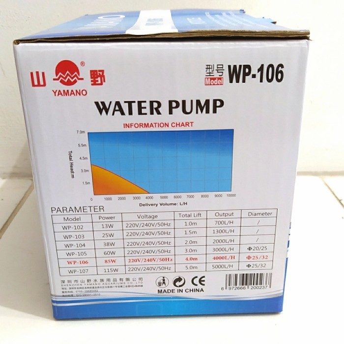 Yamano Wp106 Pompa Air Kolam/Aquarium Besar/Aquaponik Wp 106 Terlariss 