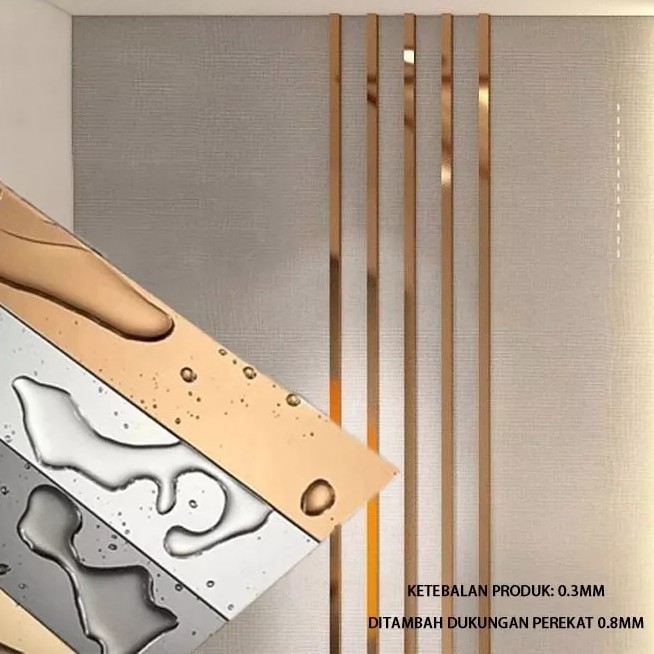 Stier List Plat Strip Stainless Steel / List Kaca Gold Pj 5 M