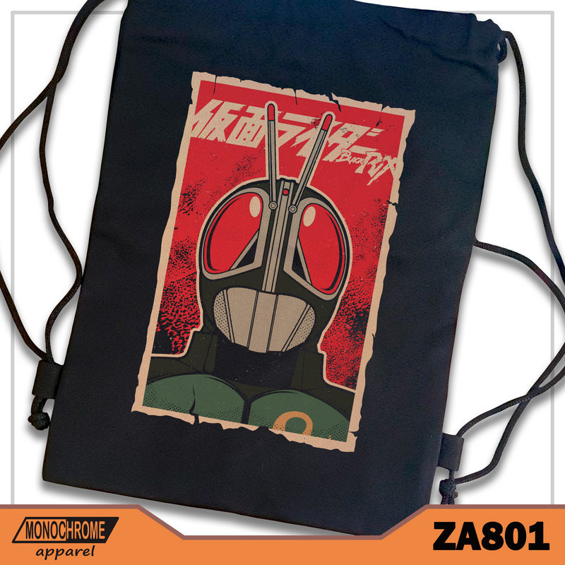 ZA801 Tas Serut String bag Kanvas Premium Anime Jepang Kamen Rider Black RX
