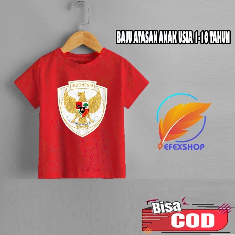 KAOS ANAK LOGO TIMNAS INDONESIA 2024 BAJU KAOS ANAK TIMNAS INDONESIA