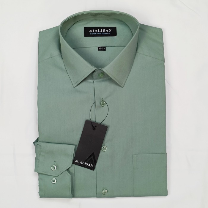 Kemeja Pria Alisan Lengan Panjang Warna Hijau Sage