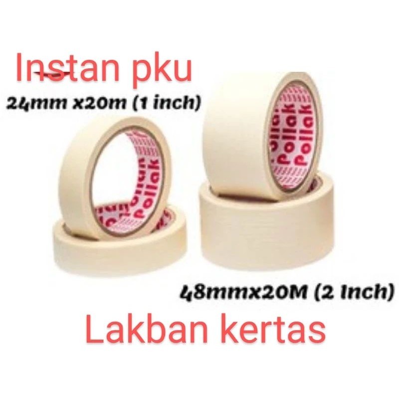 (INSTAN PKU)Lakban kertas 2inchi/Lakban kertas 1inci