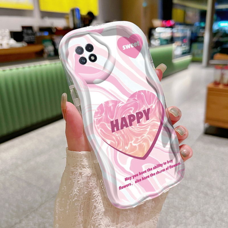 Casing Hp OPPO A73 5G OPPO A72 5G OPPO A53 5G Case pola bintang hijau dan cinta merah muda Softcase 