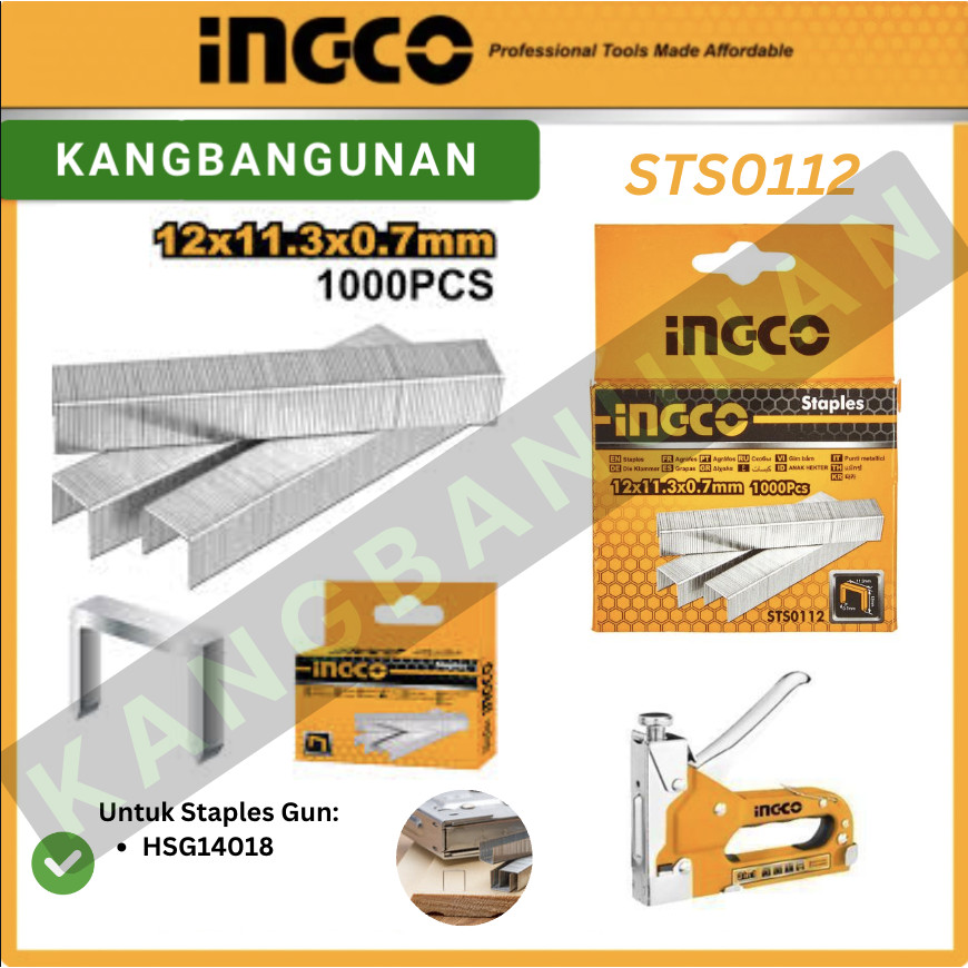 

INGCO STS0112 Refill Staples tembak (12mm x 0.7mm) isi 1000pcs