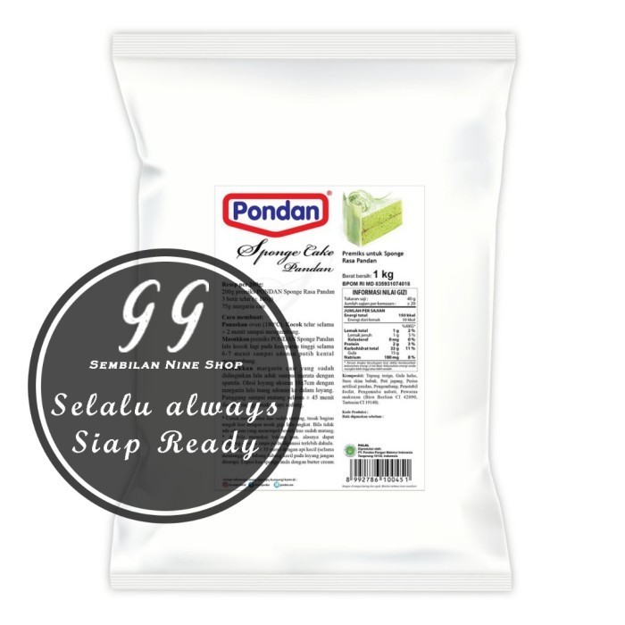 

Terlaris PONDAN SPONGE Cake PANDAN 1 KG Tepung Premix Premiks Tepung SALE