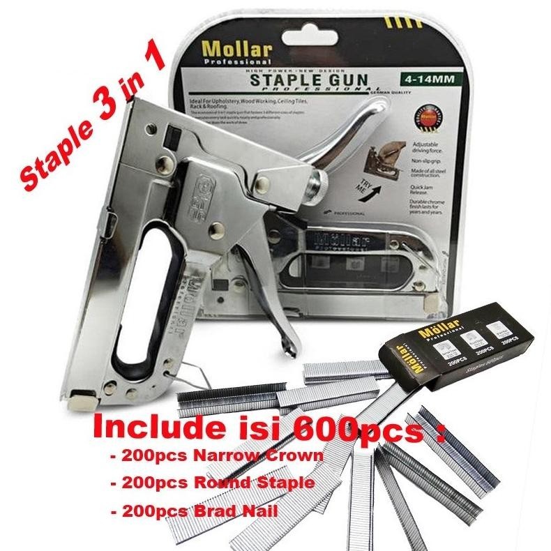

GUN TACKER ALAT STAPLES DAN PAKU TEMBAK 3IN1 / STAPLE GUN MOLLAR 4-14MM TERLARIS