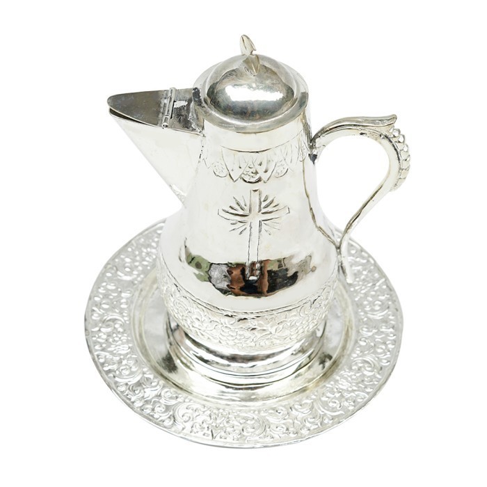 Min Set Bejana Baptis Silver Teko Nampan Perjamuan Kudus Rohani Gereja