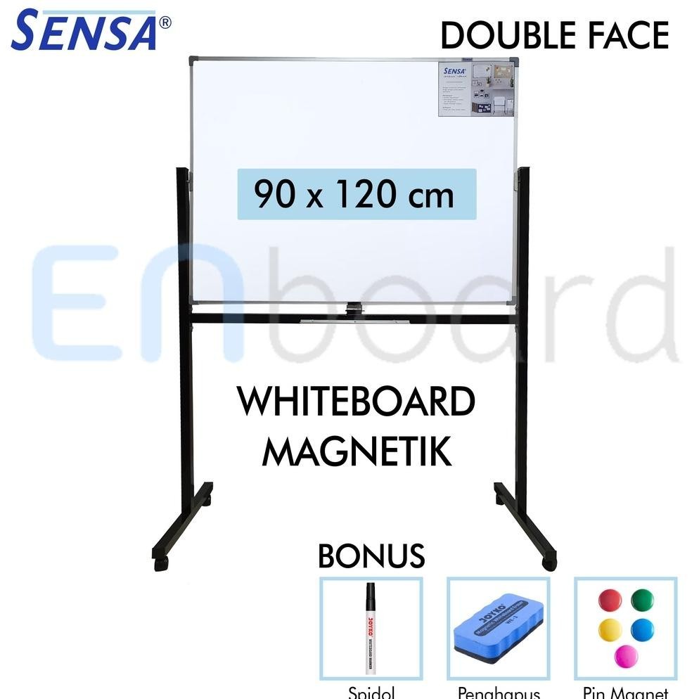 

Banyak Diskon!!! Papan Tulis Whiteboard / White Board Standing Magnet Double Face Sensa 90 X 120 Cm
