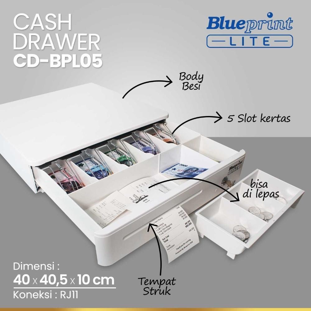 

Banyak Promooo !!! Cash Drawer Laci Kasir Laci Uang Blueprint Cd-Bpl05 40X40.5X10 Cm