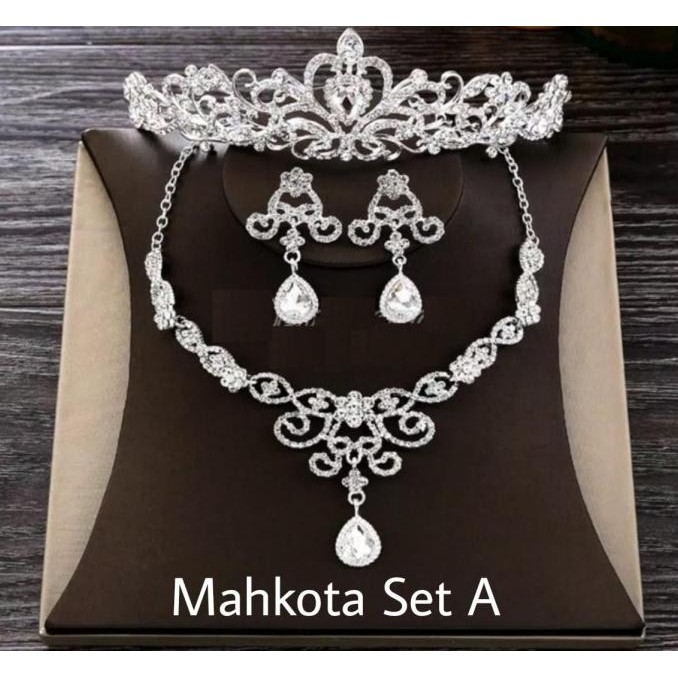 Mahkota Pengantin Set Kalung Anting Aksesoris Rambut Pengantin