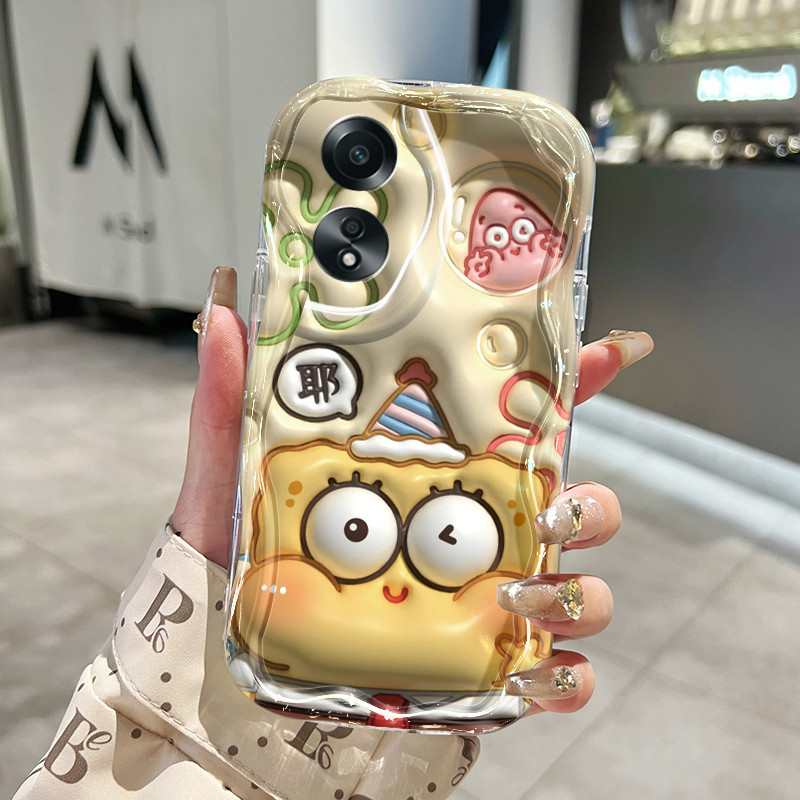 Casing Hp OPPO A58 4G A78 4G Case pola bintang laut kecil spons kecil tiga dimensi Casing silikon Ke