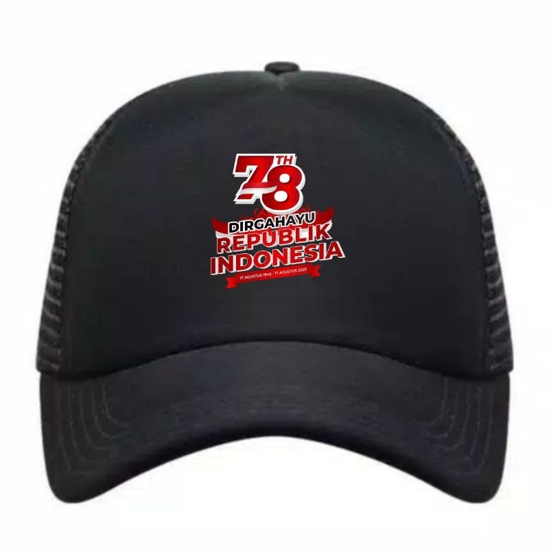 UA4 TOPI JARING TRUCKER BASEBALL CUSTOM KEMERDEKAAN INDONESIA HUT RI KE 78 2023 TOPI TRUCKER JARING