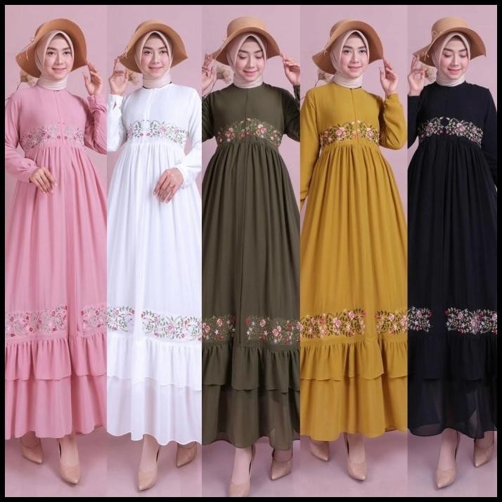 (MURAH) BAJU PUTIH POLOS / GAMIS CERUTI BORDIR BUNGA / BAJU GAMIS PUTIH SYARI Silahkan diorder
